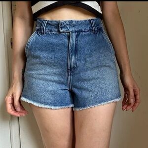 Blue Jean Shorts with High-Waisted Retro Fit